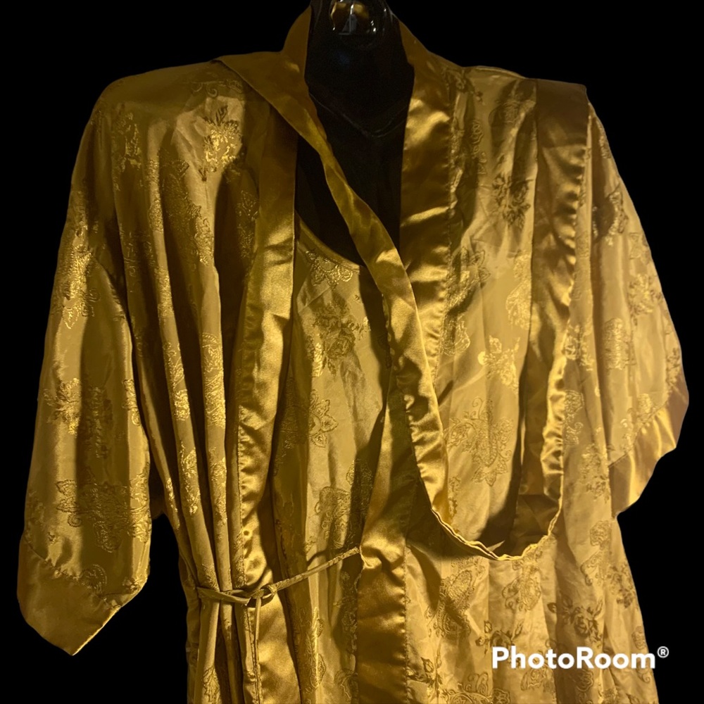 Night Gown 3 Pieces Golden Polyester Robe